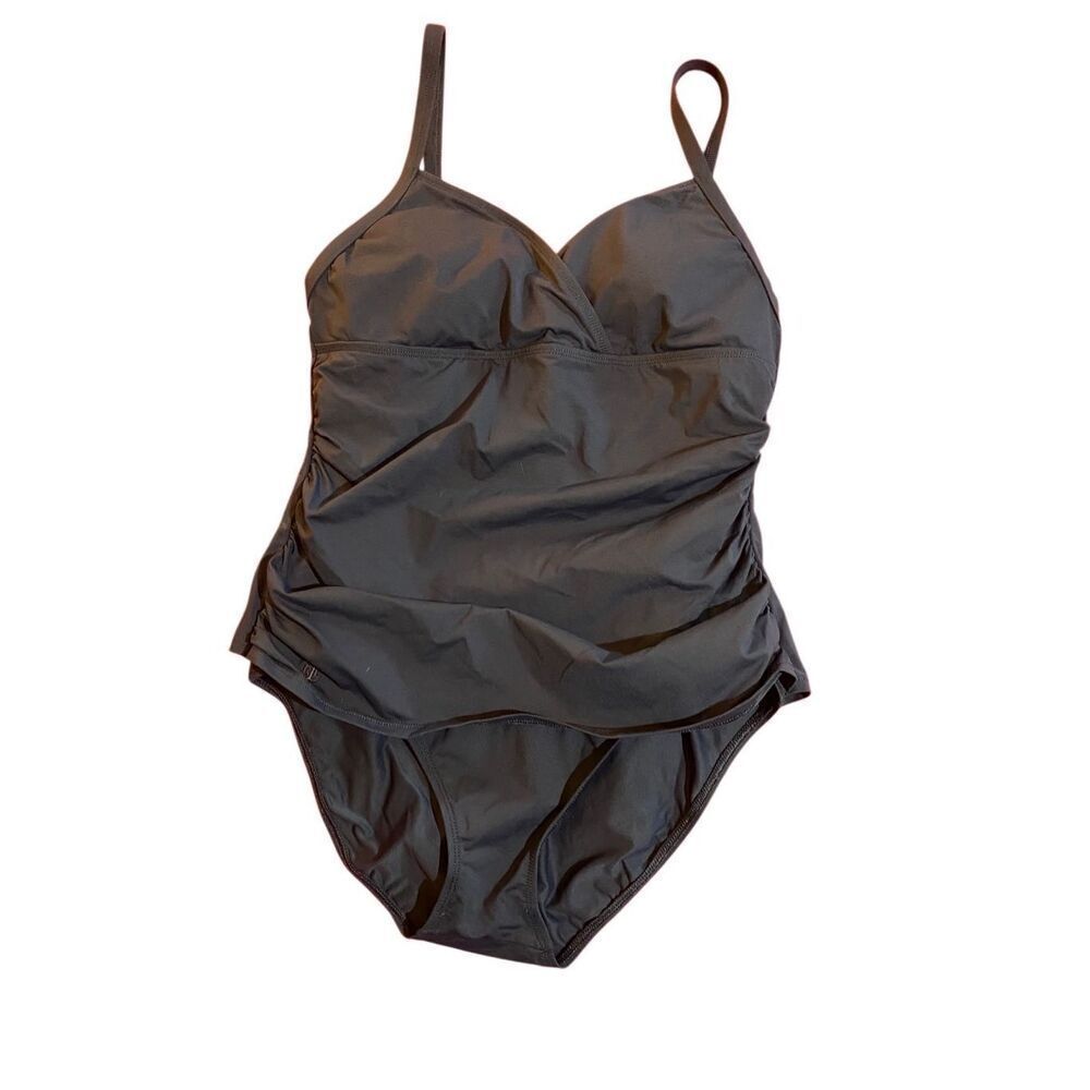 Lauren Ralph Lauren Navy Blue One Piece Ruched Swimsuit Size 10